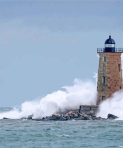 Lighthouse Crashing Waves paint by number