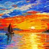 Sunset With Boat Art paint by number