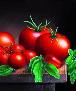 Tomatoes And Basil Still Life paint by number