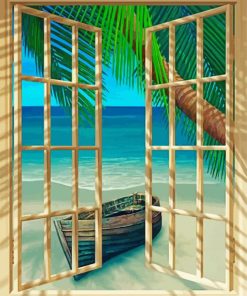 Tropical Window Beach paint by number