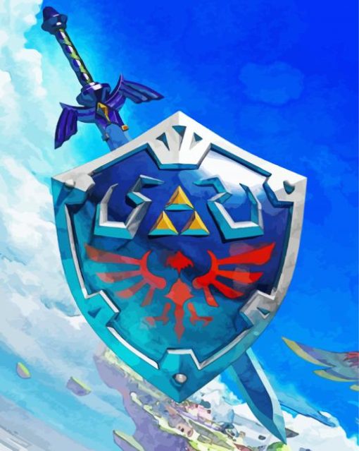 Zelda Master Sword And Shield paint by number