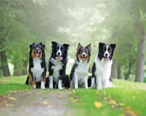 4 Friends Dogs paint by number