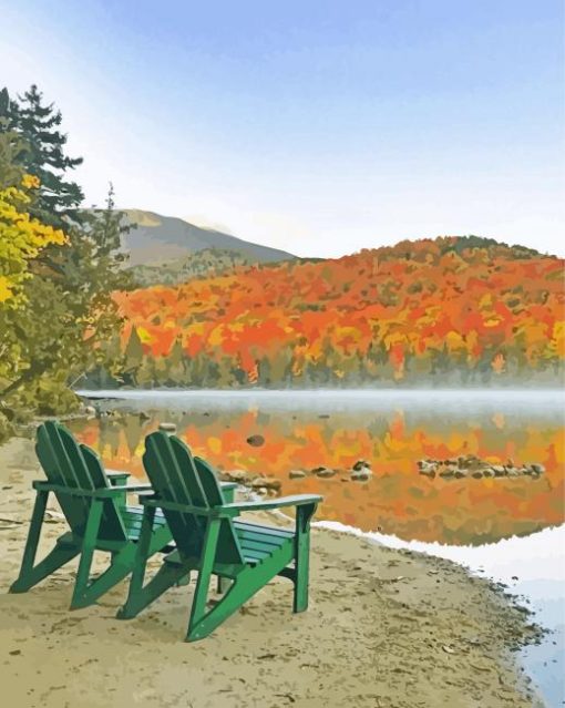 Adirondack Chair By Lake paint by number