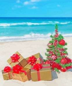 Aesthetic Christmas At Beach paint by number