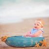 Baby Girls At Beach On Boat paint by number