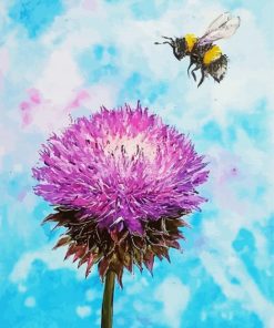 Bee Thistle Art paint by number