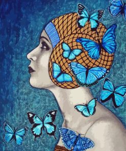 Blue Butterfly Woman paint by number