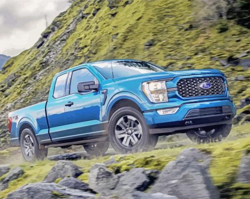 Blue Ford F150 Truck paint by number