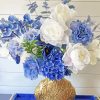 Blue And White Flowers In Vase paint by number