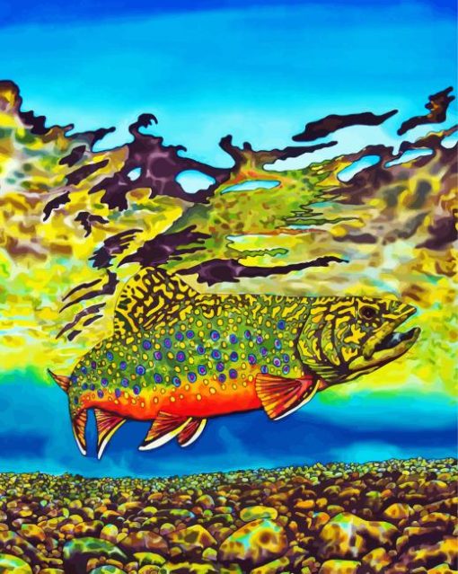 Brook Trout Fish Art paint by number