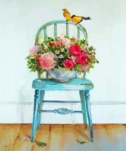 Chair With Flowers Art paint by number