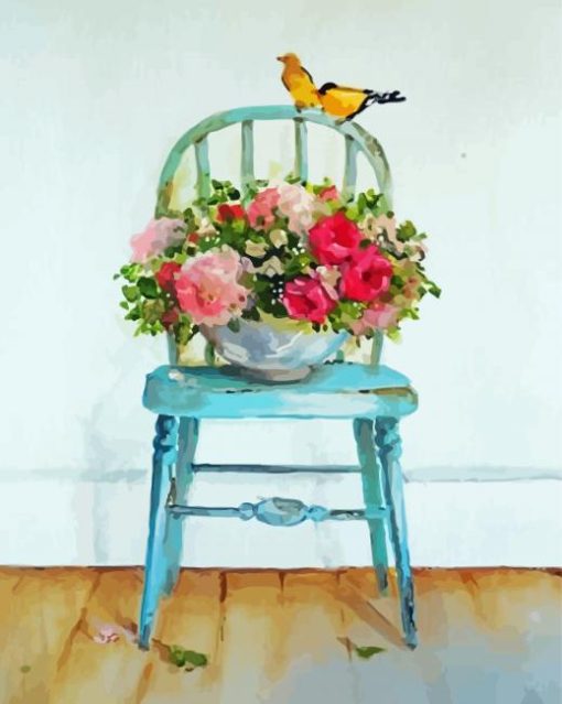 Chair With Flowers Art paint by number