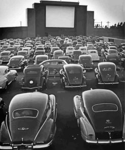 Classic Cars In Drive Ins paint by number