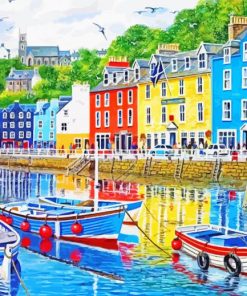 Colorful Padstow Harbour paint by number