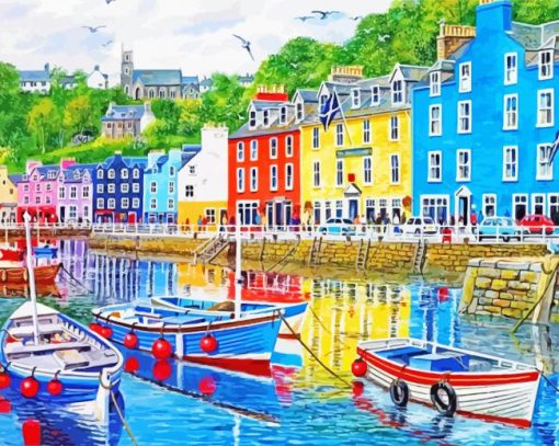 Colorful Padstow Harbour paint by number