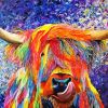 Colorful Highland Cow paint by number