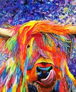 Colorful Highland Cow paint by number