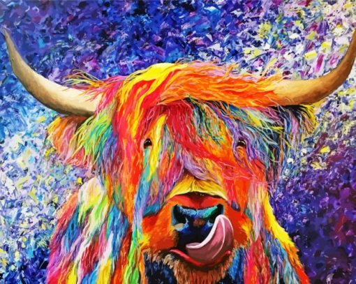 Colorful Highland Cow paint by number