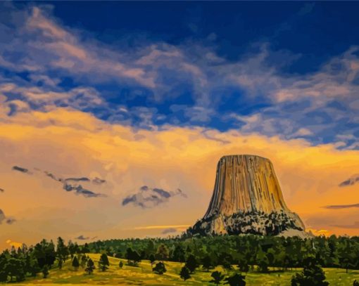 Devils Tower Wyoming paint by number