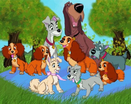 Disney Lady And The Tramp Characters paint by number