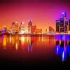 Downtown Detroit Skyline At Night paint by number