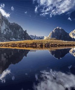 European Mountains Reflections paint by number