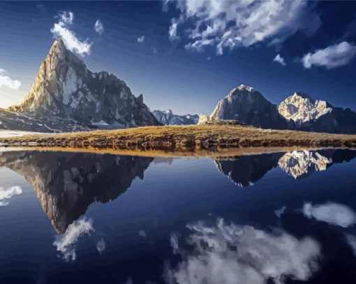 European Mountains Reflections paint by number