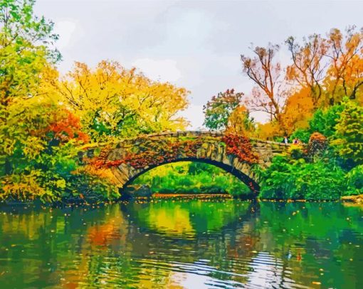 Gapstow Bridge Central Park paint by number