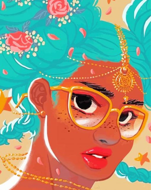 Girl With Blue Hair paint by number