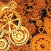 Golden Mechanical Gears paint by number