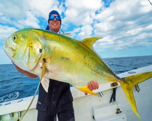 Green Jack Trevally Fish paint by number