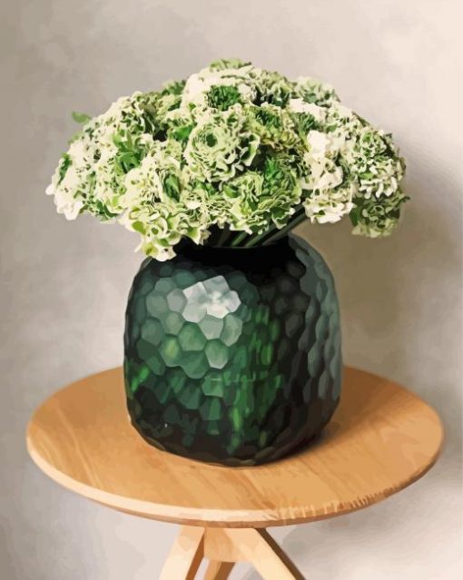 Green Flowers In Vase paint by number