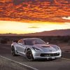 Grey Corvette Z06 With Sunset paint by number