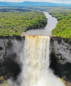 Guyana Falls Landscape paint by number