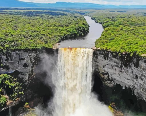 Guyana Falls Landscape paint by number