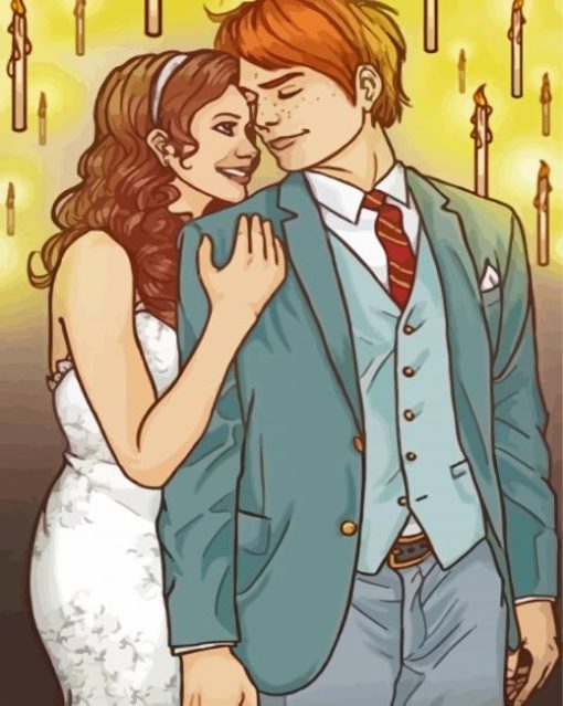 Hermione And Ron Wedding Art paint by number