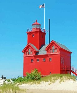 Holland Harbor Lighthouse paint by number