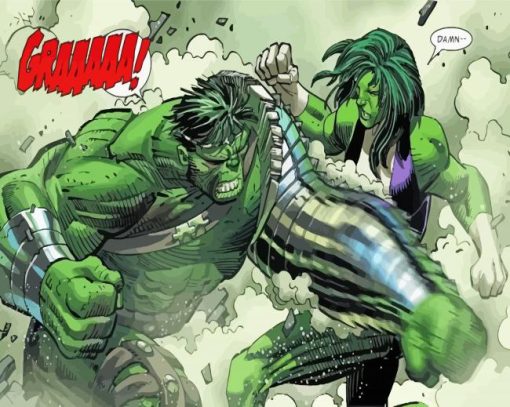 Hulk Vs She Hulk paint by number