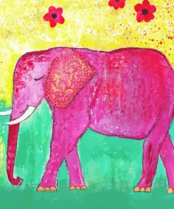 Indian Pink Elephant Art paint by number