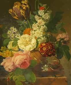 Jan Frans Van Dael Summer Flowers On Ledge paint by number