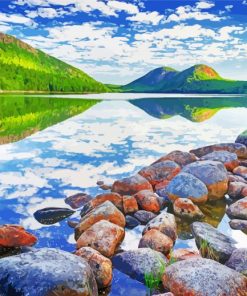 Jordan Pond Maine Landscape paint by number