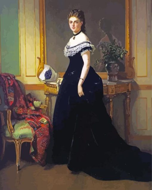 Lady In Black Victorian Dress paint by number