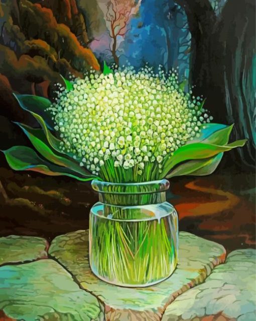 Lily Of Valley In Jar paint by number