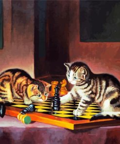 Little Cats Playing Chess paint by number