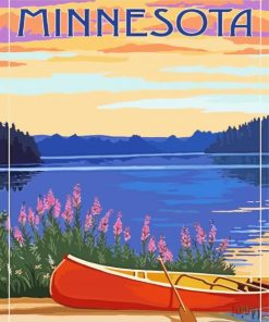 Minnesota Lake Poster Art paint by number