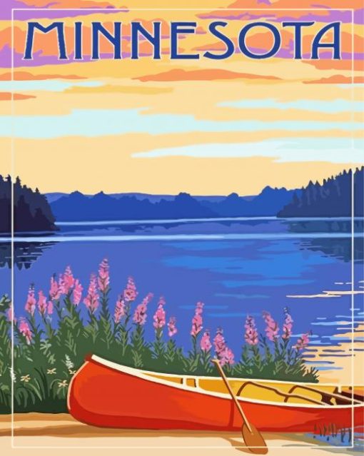 Minnesota Lake Poster Art paint by number