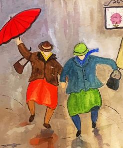 Old Ladies Dancing In The Rain paint by number