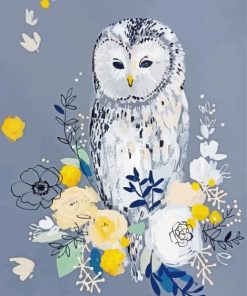 Owl With Flowers Art paint by number