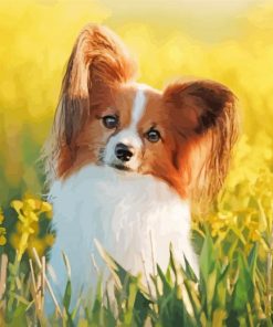 Papillon Dog In Grass paint by number