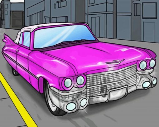 Pink Cadillac Car paint by number